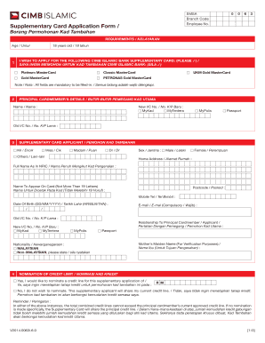 CIMB Islamic Bank Supplementary Card Application Form