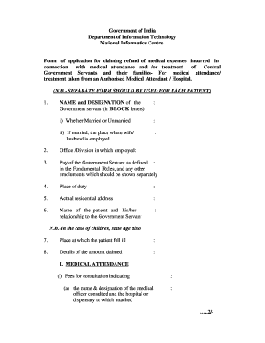 Indian Government Medical Expense Refund Form