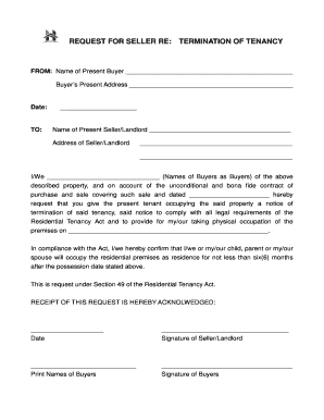 Request for Seller to Terminate Tenancy
