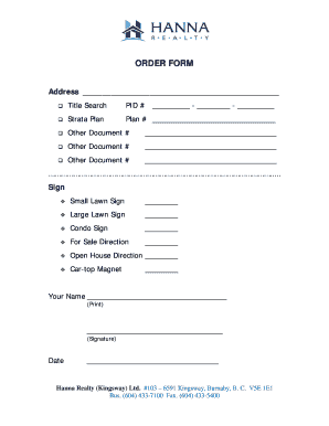 Real Estate Order Form