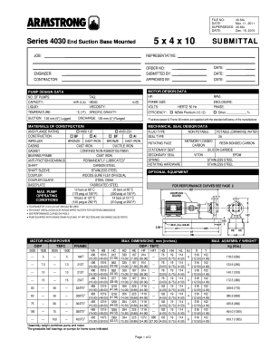 Pump Submittal Form