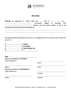 Real Estate Release Form