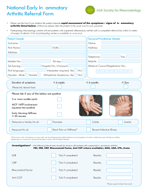 Irish Arthritis Referral Form