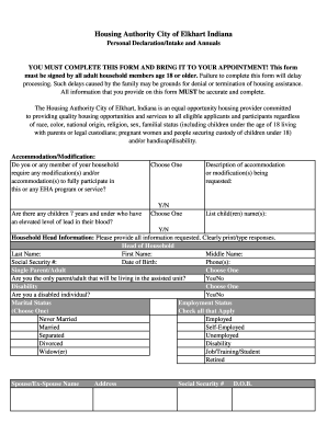 Housing Authority Personal Declaration Form