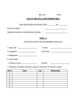 Leave Travel Concession Bill