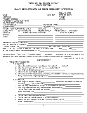 Health Assessment Form