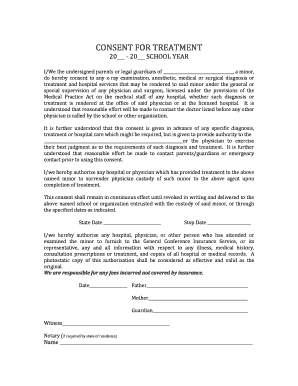 Consent for Treatment Form