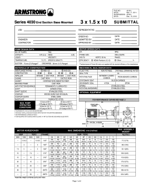 Pump Submittal Form
