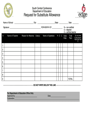 Request for Substitute Allowance