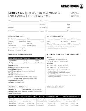 Pump Submittal Form