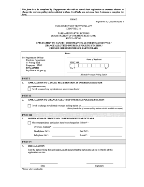 Singapore Overseas Elector Registration Cancellation Form