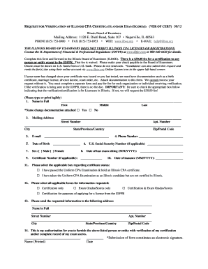 Illinois CPA Certificate Verification Form