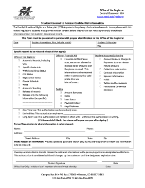 Student Consent to Release Confidential Information