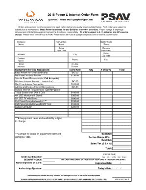 2016 Power and Internet Order Form