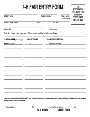 4-H Fair Entry Form