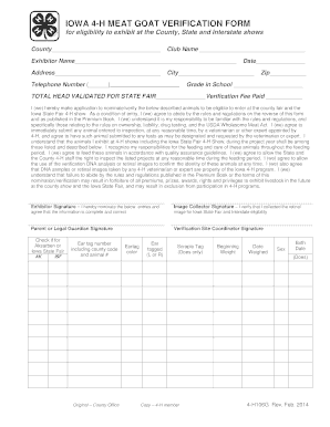 Iowa 4-H Meat Goat Verification Form