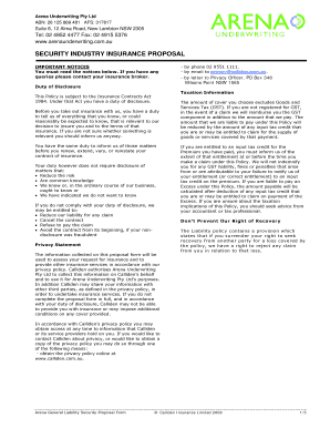 Security Industry Insurance Proposal Form