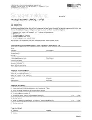Schadenmeldung Heilungskostenversicherung – Unfall