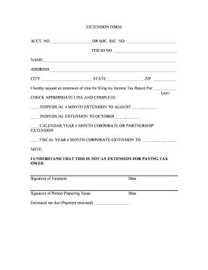 US Individual Corporate Tax Extension Form
