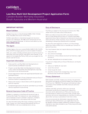 Low Rise Multi Unit Development Project Application Form