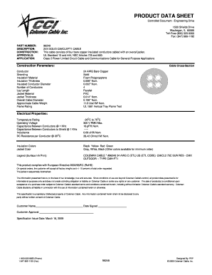 Product Data Sheet for 24/4 Solid Cable