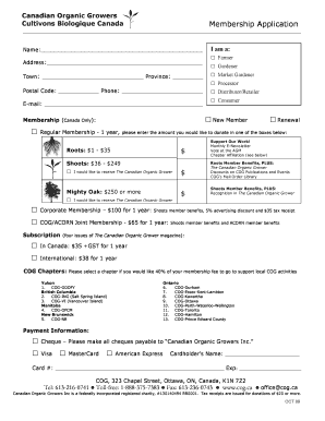Application de membre des Cultivateurs biologiques du Canada