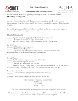 Horse Show Entry Form Checklist
