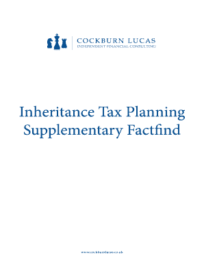 Inheritance Tax Planning Supplementary Factfind