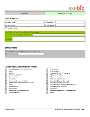 Disease Hub Respiratory and Pulmonary System Form