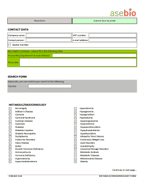 Disease Hub Metabolic/Endocrinology Form
