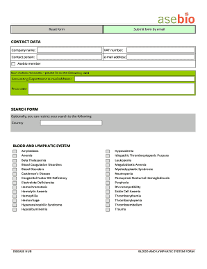 Disease Hub Blood and Lymphatic System Form