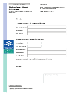 Déclaration de départ Caisse d'Allocations Familiales