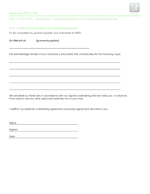 FPC Form – Pesticides Acknowledgment and Declaration