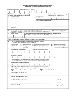 Lebens- und Staatsangehörigkeitsbescheinigung