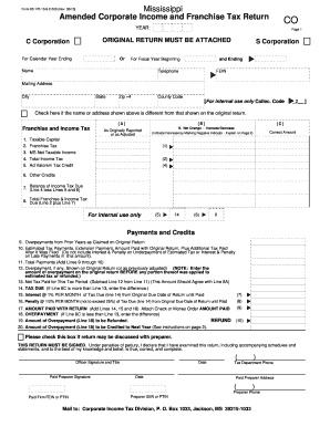 Mississippi Amended Corporate Income and Franchise Tax Return