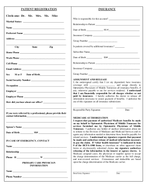 Patient Registration Insurance Form