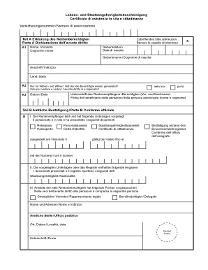 Lebens- und Staatsangehörigkeitsbescheinigung