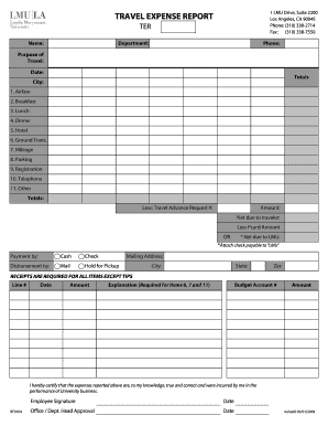 Travel Expense Report Form