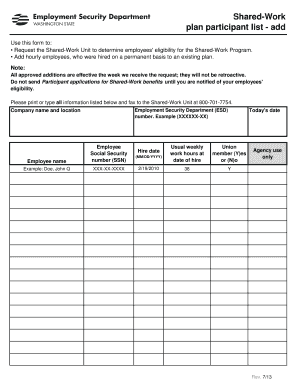 Shared-Work Plan Participant List