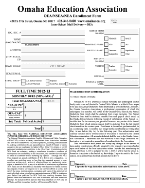 OEA/NSEA/NEA Enrollment Form