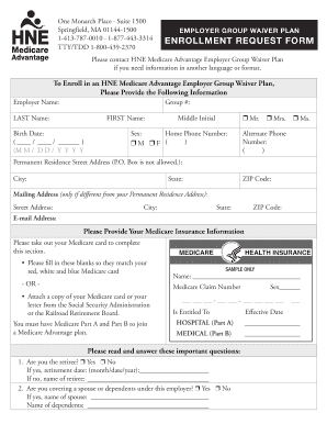 HNE Medicare Advantage Employer Group Waiver Plan Enrollment Form