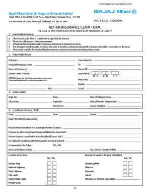 Bajaj Allianz Motor Insurance Claim Form