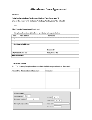 St Catherine's College Attendance Dues Agreement