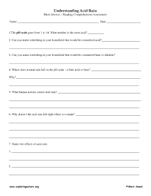 Understanding Acid Rain Reading Comprehension Assessment