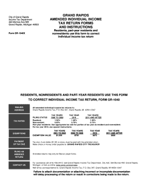Grand Rapids Amended Individual Income Tax Return