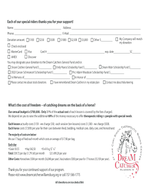 Dream Catchers Donation Form