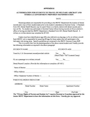 Authorization for Student Travel on Military Aircraft