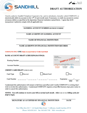 Draft Authorization Form 303
