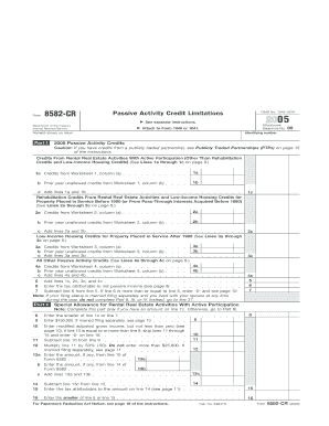 IRS Form 8582-CR Passive Activity Credit Limitations