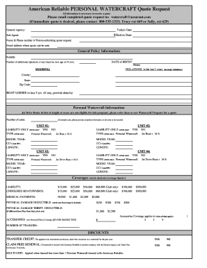 Personal Watercraft Insurance Quote Request